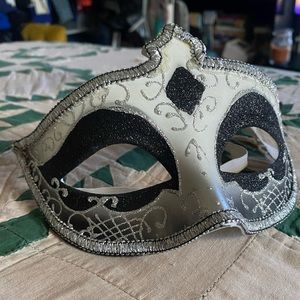 Masquerade Mask Black White Silver Ballroom Mask Halloween Mask